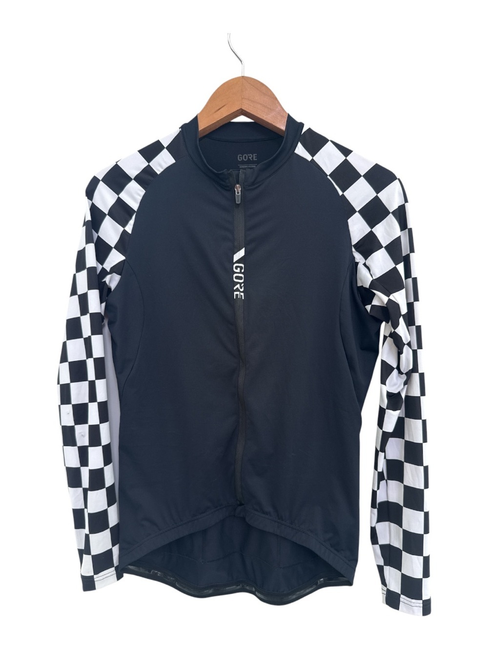 GORE Cycling Jersey - Black with Black & White Checker Sleeves